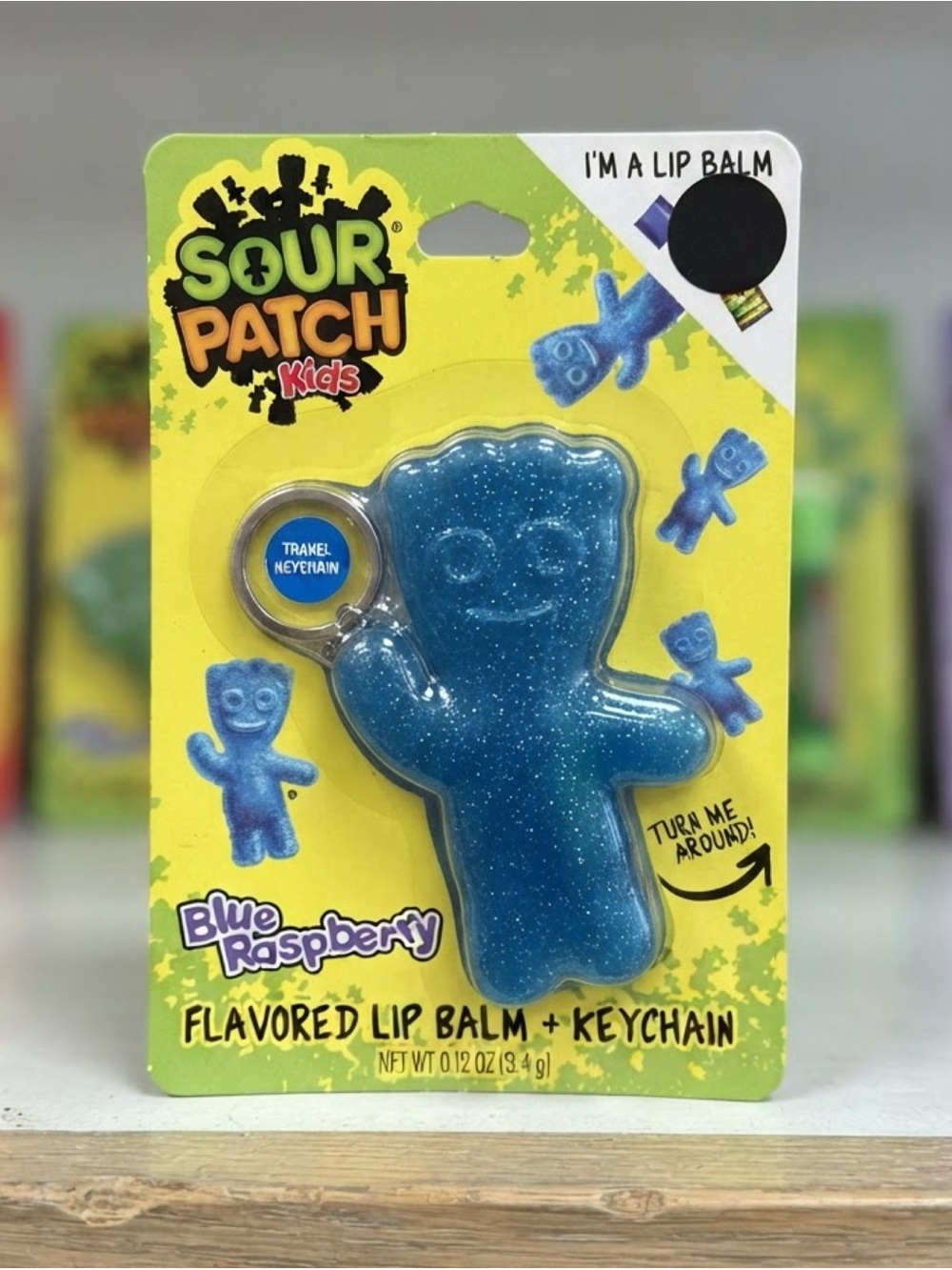 💙🆕💙 Sour Patch Kids Blue Raspberry Lip Balm & Keychain Taste Beauty Sparkly